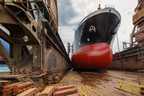 Surveys in shipyard for repairs